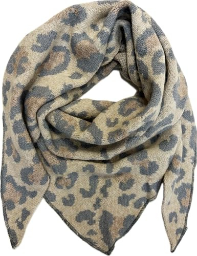 XXL triangel stickad halsduk leopard varm vinter halsduk mode tyg triangulär halsduk tubhalsduk stola höst vår ull duk lejon, BRUN, 160 x 48 cm