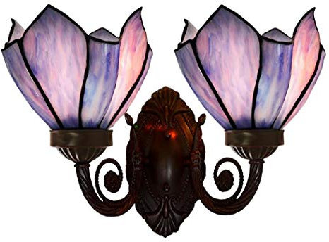 GAUUA Lampe De Mur De Style Tiffany Applique Murale en Verre Teinté Allume La Base en Alliage Décoration Encastrée dans Le Montage du Miroir LED pour Le Salon/Chambre