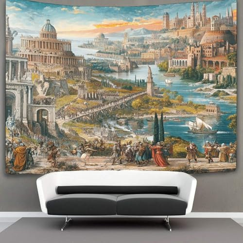 OSBELE Mittelalterlicher Stil Tapisserie Alte römische Burg Tapisserie Wandbehang Wandteppiche Für Schlafzimmer Wohnzimmer Wohnung Wohnheim Dekorationen Wandkunst Dekor 150cmx200cm