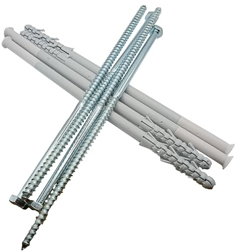 HAFD Lot de 10 ancrages muraux robustes pour vis tire-fond 10 x 300 mm avec chevilles en plastique de 12 x 300 mm, fixations solides pour brique, béton et pierre 30,5 cm