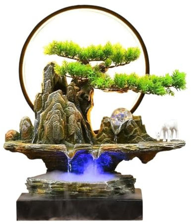 Decoraciones De La Casa Fuentes de Mesa Sala de Estar de Estilo Chino Adornos de Agua circulantes Adornos de Fuente de Agua de rocalla Decoraciones de Escritorio de Oficina Fuente De Escritorio