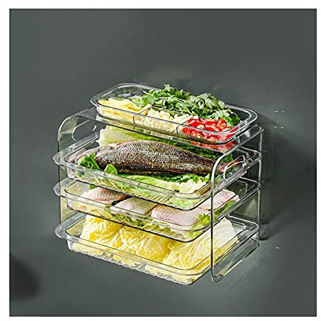 Bandeja para Plato de Frutas, Estante para almacenar Alimentos, Bandeja de Pared, Plato de preparación de Cocina, Laterales, Plato de Olla Caliente Multicapa, frutero para el hogar (AA)