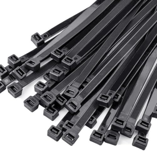 100 Stück Lang Kabelbinder Schwarz 450mm x 9mm, 80kg Zugfestigkeit | Premiumqualität Nylon, UV Beständig, Selbsthemmend Kabelbinder für Kabelmanagement, Gartenarbeit