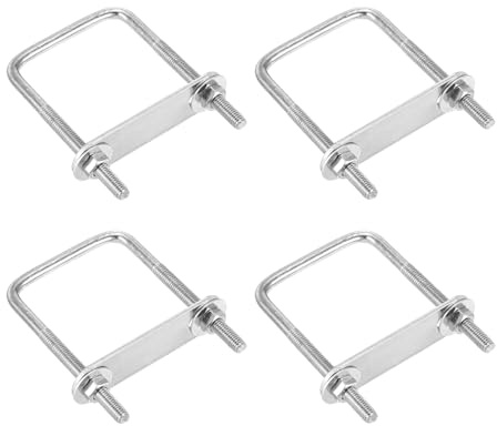 DTGN M6x50x80mm U Bolts Square Kit - 4Set - 304 Stainless Steel U Clamp | U-Bolt Kit with Nuts, Washers, Frame Plate Good for Pipe, Trailer, Automotive, Leaf Spring Fastener