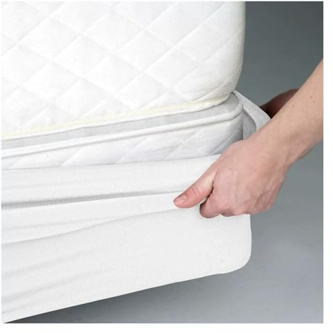 Boxspring-Bezug um das Bettkasten, Matratzenschutz, 4 Seiten, elastisches Bettkasten-Set für Doppelbett, Doppelbett, Queen-Size-Bett, Weiß, Queen-Size-Bett, 180 x 200 cm