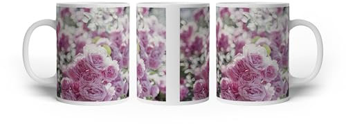 Taza con diseño de rosal – Fragancia del romanticismo 300 ml de cerámica blanca/taza de café/idea de regalo