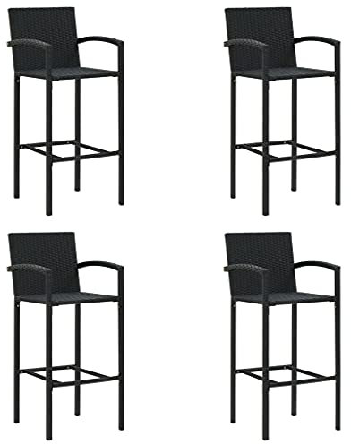 XINCXIN Barhocker 4 STK., Gartenmöbel Chair Korbsessel Stühle Geeignet für Balcony Outdoor Garden Terrace Schwarz Poly Rattan