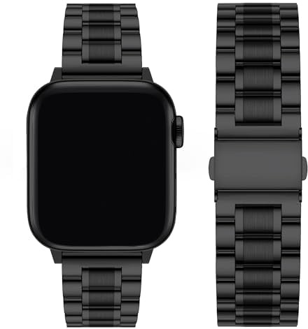 Fullmosa Bracelet Acier Inoxydable pour Apple Watch 49/46/45/44mm,Noir