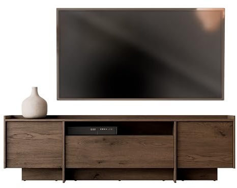 Mirjan24 TV-Schrank Jundia JA01 mit Kabelloch und Fach (Baltic Storm) | TV-Lowboard im Japandi-Stil mit markanter Holzmaserung, Push-to-open-System und Gasdruckfeder, B/H/T: 197/58/38 cm