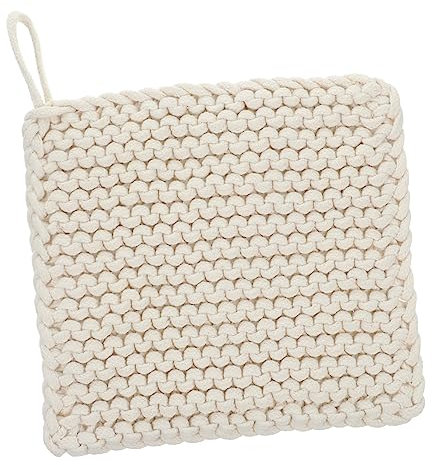 CLISPEED 1pezzi Tappetino in Cotone Intrecciato Spesso Quadrato Sottopentola Termoisolante Creativo Antiscivolo per Cucina e Tavolo Protettore Superficie e Asciugatura Cups