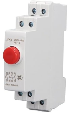 Segrehy Bouton-poussoir sur Rail DIN AC230V 2NO/2NC, Interrupteur à Poussoir pour Contacteur Démarreur Magnétique JP9, pour Tableaux Électriques et Automatisme Industriel (Rouge)​