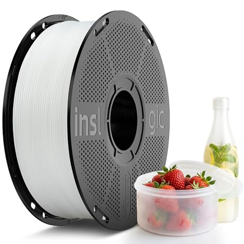 Inslogic PP-filament 1,75 mm för 3D-printing (Polypropylen), Halvflexibelt och ultrahårt, Säkert för matkontakt, Lossbar spool på 0,8 kg, Naturlig färg