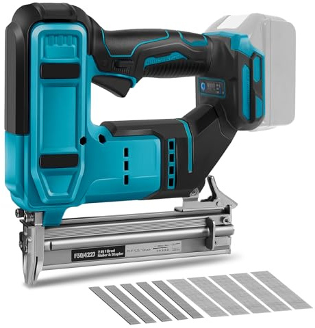 Juego de uñas de batería 18GA, compatible con Makita 18V 2 en 1 pistola de clavos sin escobillas con 500 clavos y 500 abrazaderas, para bricolaje, carpintería