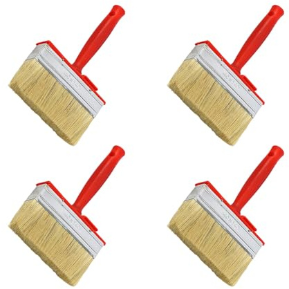 Lot de 4 pinceaux de peinture multi-usages en poils naturels pour murs, terrasses, meubles, usage quotidien, pinceaux à solvant