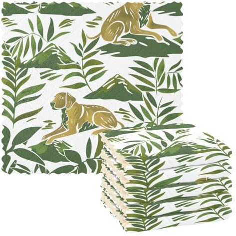 Mountains - Juego de paños de cocina para perros y hojas de oliva, reutilizables y lavables, toallas de plato y paños de cocina, paquete de 6 unidades, 11 x 11 pulgadas