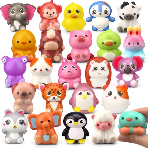 24 Stück Schaumstoff Squeeze Spielzeug für Kinder, langsam steigende Squishies Stress Relief Spielzeug, tragbare weiche langsame PU Tier Squishy Spielzeug für Geburtstag Goodie Tasche Stuffers