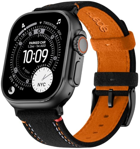 Bandletic Kompatibel mit Apple Watch Armband 49mm 46mm 45mm 44mm | Weiche Kunstwildleder Faser Komfort Sport Loop Armbänder für iWatch Ultra 3/2/1/Series 11 10 9 8 7 SE/SE3 6 5 4 Herren Damen