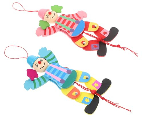 Gatuida 2 Stück Clown Marionetten Interaktives Fadenpuppenspielzeug für Kinder Buntes Puppentheater Spielzeug von Feinmotorik und Kreativität Zufällige Farbe