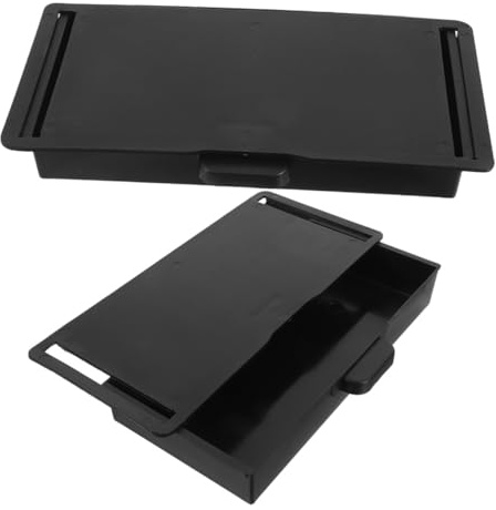 CIYODO 2 pièces Boîte de Rangement Tiroir Coulissant Autocollante Sous Bureau Organiseur Caché Noir pour Fournitures Bureau et Cosmétiques Capacité Étendue Installation sans Perçage