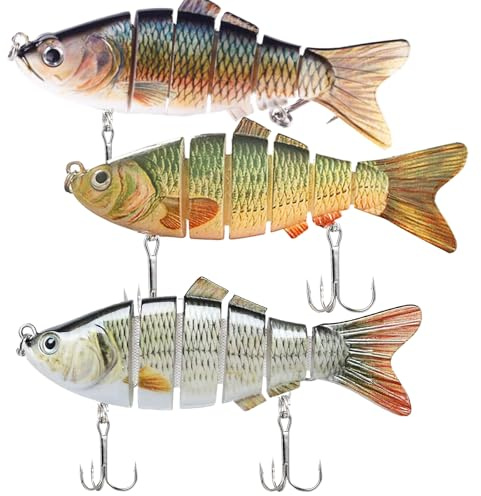 Icetop 3Pcs Pike Lures Set,3D River Fishing Tackle for Freshwater Saltwater