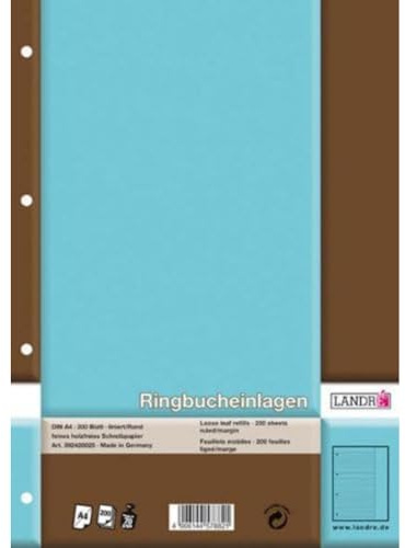 LANDRE Ringbucheinlagen, DIN A4, liniert, 200 Blatt