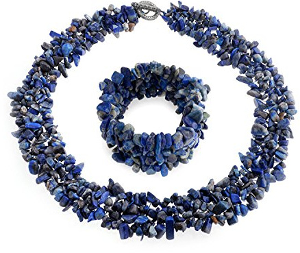 Bling Jewelry Große Breite Farbe Edelstein Chips Cluster Multi-Strang-Anweisung Bib Kragen Halskette Stretch Armband Armreif Manschette Schmuck-Set Für Frauen