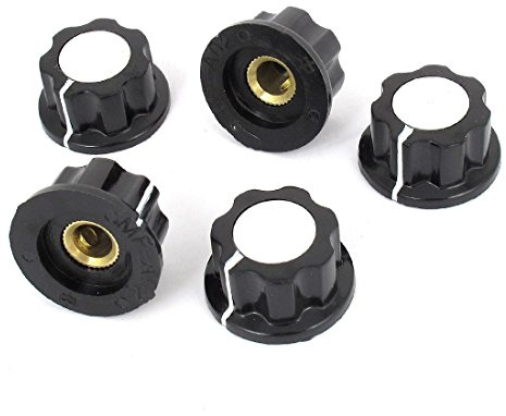 sourcing map 19 mm TOP 6 mm Durchmesser verstellbar Drehen Schaft Einsatz Potentiometer Drehknopf – silberfarben/schwarz (5-teilig) de