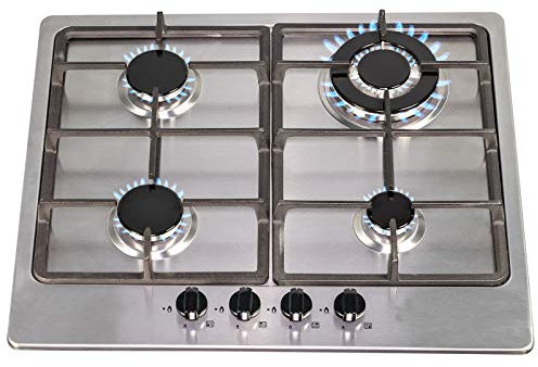 SIA SSG601SS 60cm Stainless Steel 4 Burner Gas Hob With Cast Iron Pan Stands