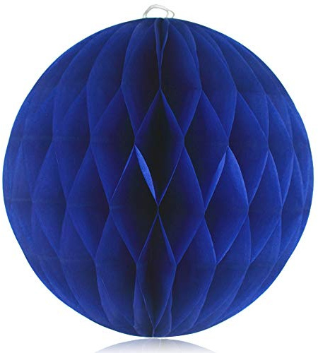 PLECUPE 10 Stück Hängendes Papier Pompoms Wabenball Kugel Dekobälle für Hochzeit Geburtstag Fest Partei, Schöne 25cm Seidenpapier Pompoms Blumen und Papierlaterne, Dunkelblau