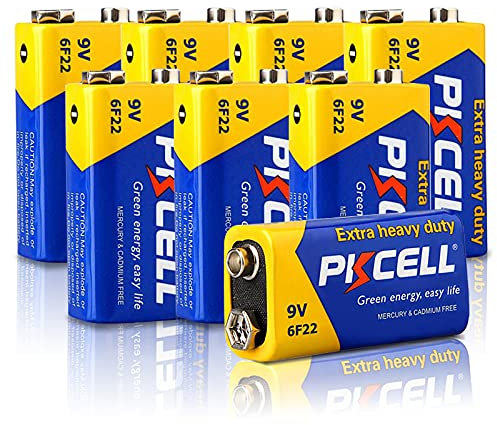 Batterie 9V 6F22 quadrate a lunga durata per rilevatori di fumo,irrigatori da giardino,sensori allarme,confezione da 8,PKCELL