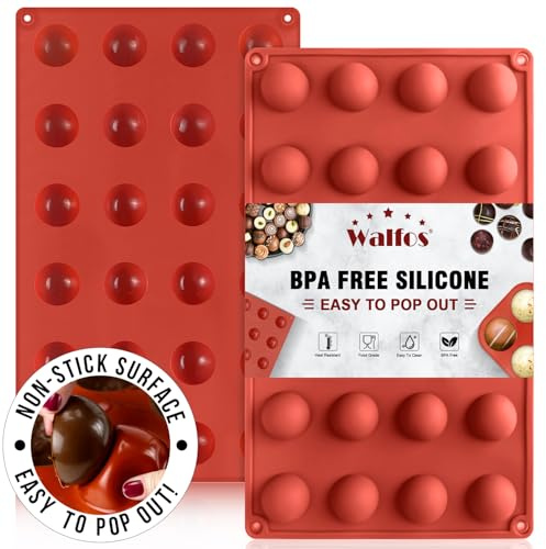 Mini 24-Cavity Semi Circular Silicone Mold, 2 Packs Half Sphere Silicone Baking Molds for Making Jelly, Chocolates and Cake