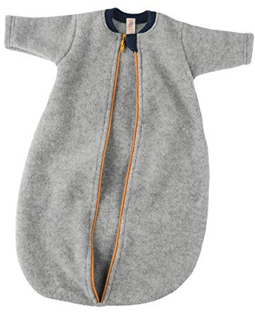 Engel Baby Schlafsack Langarm Wollfleece, 50-56/50/56 Kinder, hellgrau Melange