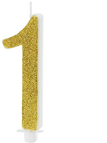 Geburtstagskerze Zahl 1 in Gold Höhe 10cm Kuchenkerze