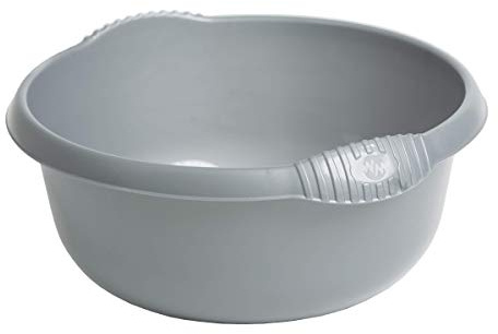 Plastic Colorful Washing Up Bowl Round Shape Kitchen Basin Sink 32cm (Silver/Grey)