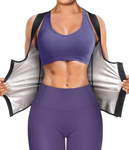 Junlan Sauna Suit for Women Waist Trainer Vest Sweat Tank Top Shaper Workout Sauna Shirt with Zipper