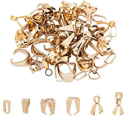 UNICRAFTALE 60pcs 6 Größen 304 Edelstahl Snap On Bails & Ice Pick Pinch Bails Verschluss Golden Dangle Charm Fundstücke Für Die Schmuckherstellung