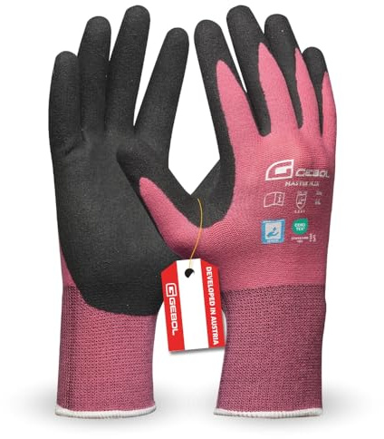 Gebol Master Flex Lady | Guanti da lavoro con rivestimento in nitrile PPU | Guanti in nitrile dermatologicamente testati | Guanti da giardinaggio con grip per donna | Taglia M (Gr 8) | Rosa | 1 paio