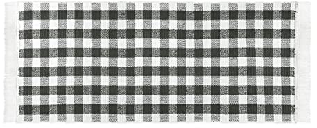 Küchenläufer Anthrazit Kariert 50 x 135 cm aus 100% Baumwolle • Küchenläufer waschbar und robust • Teppich für Küche, Flur, Wohnzimmer - Indoor und Outdoor