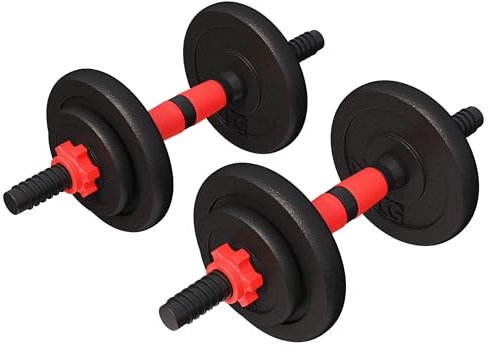 GORILLA SPORTS® Kurzhantel 2er Set 15kg Gusseisen 25 mm – Hantelset Guss aus Hantelstangen, Gewichte und Sternverschlüsse verstellbar
