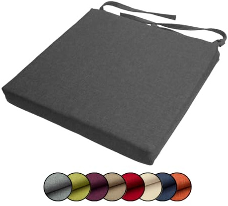 chilly pilley Stuhlkissen Gartenkissen Gartenstühle Stuhlauflage Stuhlpolster Sitzkissen Abnembar Bezug Mit Reißverschluss Auflage Set Garten Kissen (50x50x5, Grau)