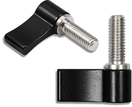 LEONTOOL Lot de 2 boutons rotatifs M6 17 mm mâle à filetage rotatif réglable avec ailette unique pour équipement photo (Noir)