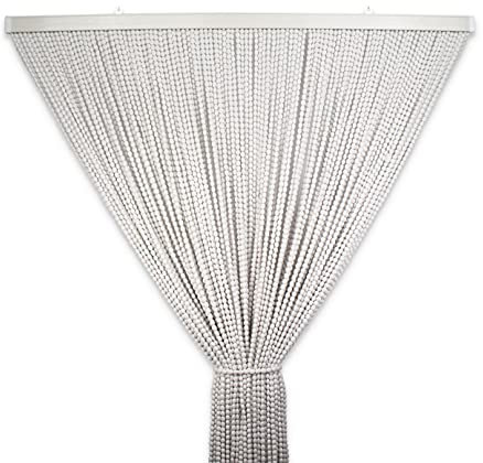 Tata Home Tenda Antimosche Catenelle Perline di Stoffa Morbide per Porta Finestra Moschiera a Pannello Susy 100x220 cm Colore Bianco