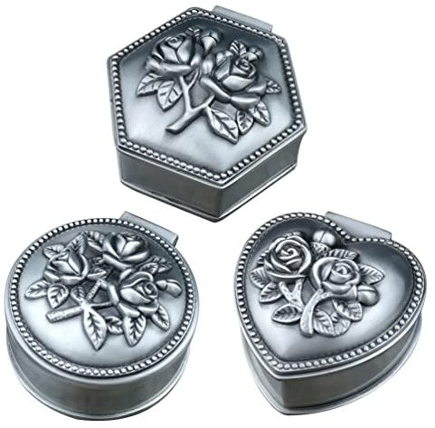 BESPORTBLE 3stücke Antikes Schmuckkästchen Mit Blumendesign Vintage-schmuckorganizer Für Ringe Halsketten Ohrringe Perlen Und Andere Schmuckstücke Als Aufbewahrungsbox Für Zuhause Und Reisen