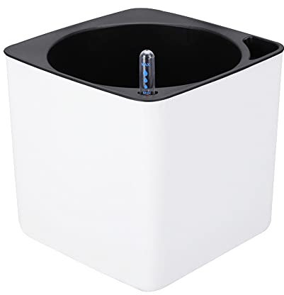 CANDeal Maceta De Autorriego con Indicador De Nivel De Agua, Macetas De Plástico para Plantas, Contenedor Anidado para Plantas De Interior (Large(20x20x19.8cm),Blanco)