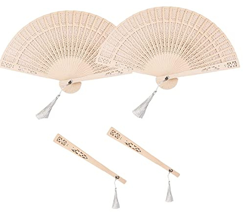 4 Stück Bambus Handfächer Hochzeitsfächer Dekoration Faltfächer Folding Fans Hand Klappfächer Vintage Handheld Faltventilator Chinesischer Fächer Mit Quasten für Männer Damen Hochzeit Party Geschenke