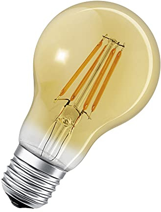 LEDVANCE Smarte LED-Lampe mit WiFi Technologie in Gold Glas, Sockel E27, Dimmbar,Warmweiß (2400K), ersetzt Glühlampen mit 53 W, SMART+ WiFi Classic Dimmable, 1er-Pack 4058075610521