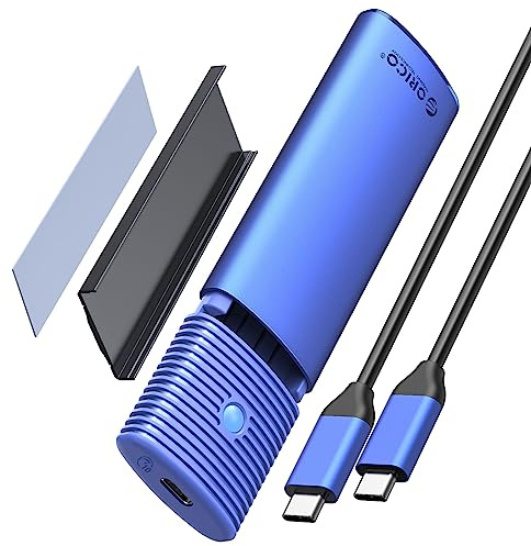ORICO M.2 NVMe SATA SSD Gehäuse Adapter Werkzeuglos, USB C 3.2 Gen 2 10Gbps PCIe NVMe, 5Gbps NGFF SATA M-Key(B+M Key) 2230/2242/2260/2280, Aluminium Externe M2 Case Unterstützung UASP Trim-PWDM2-BL