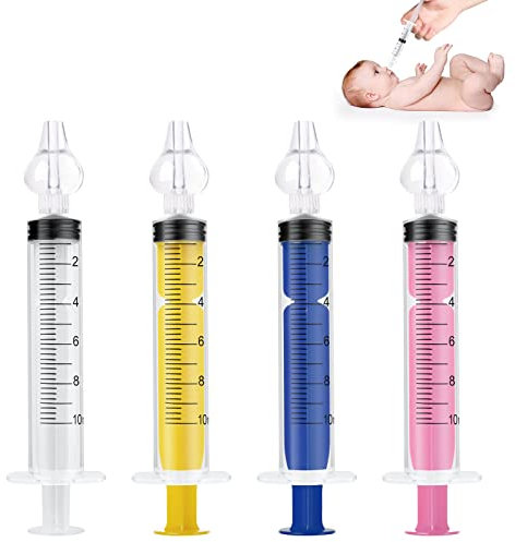 Vicloon Aspiradores Nasales,4 Piezas Irrigador Nasal para Recién Nacidos Policromático,Kit de Enjuague Nasal de 10 ml, Limpiador de Enjuague Nasal，Reutilizable de Irrigador Nasal para Bebes