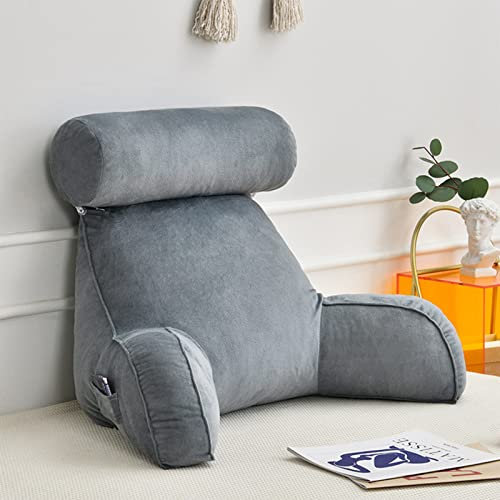 Lesekissen mit Armlehnen und Nackenstütze,Rückenkissen für Sofa,Bücherkissen Für Bett,Mit Waschbarem Bezug,Ideal als Rückenstütze zum Lesen,Arbeiten,und Spielen auf dem Bett,Sofa,oder Couch