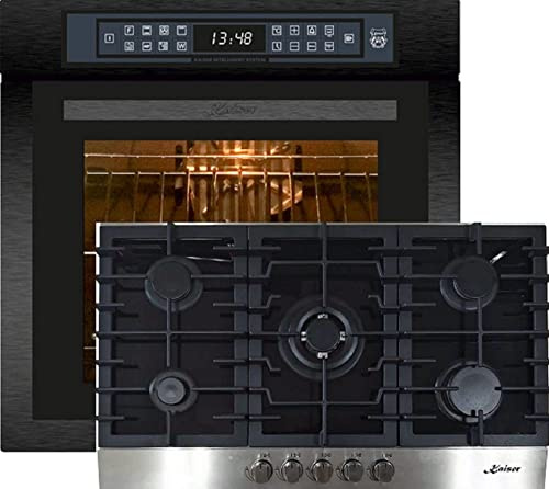 Kaiser Set horno EH 6306 RS +KCG 9386, Horno empotrado,Acero negro,79L 15 Fct. +placa de gas